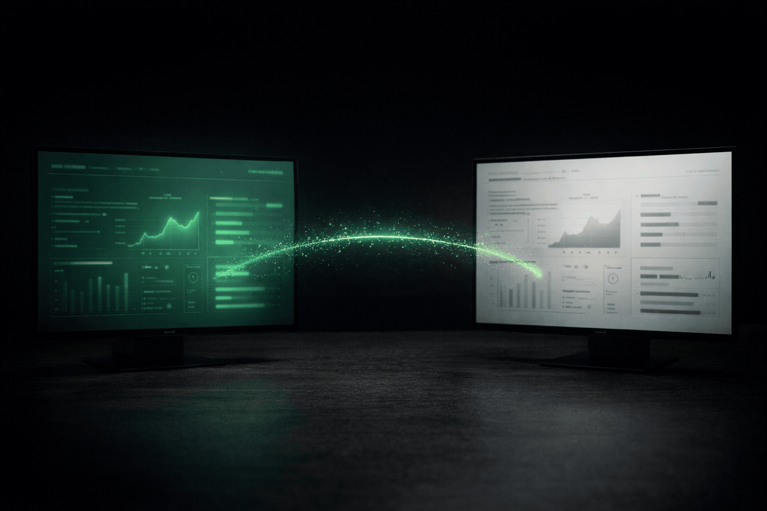 Deux dashboards d'analyse immobilière côte à côte comparant ImmoLeaks et alternatives